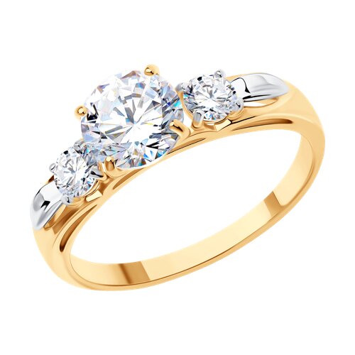 Кольцо, золото, фианит, 019024
